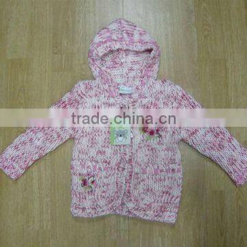 With belt pink hooded girl sweater