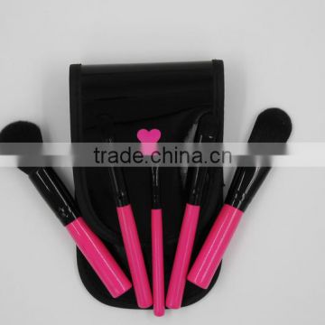 pink 5 piece plastic handle make up travel brush set