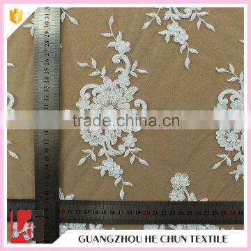 HC-6317-1 Hechun International Shopping Pure White Chiffon Flower African Handcut Bridal Lace Fabric Quality Choice photo-5