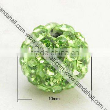 Polymer Clay Rhinestone Beads, Grade A, Round, Peridot(RB-C1438-10mm-A07)