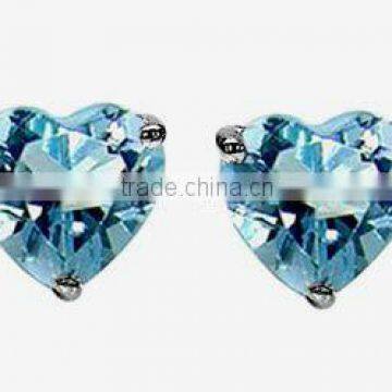 1.85ctw Genuine Blue Topaz Hearts .925 Sterling Silver Stud Earrings