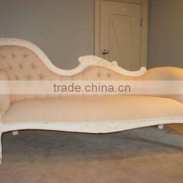 French White Baroque Chaise Lounge Wedding Sofa