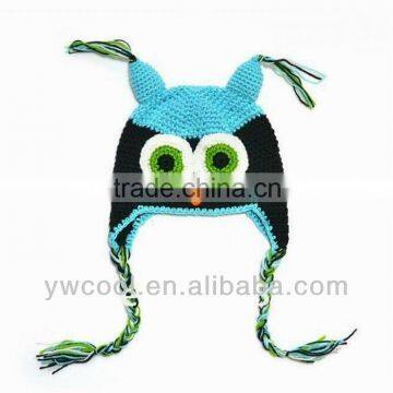 baby gift wholesale beautiful kids owl hats for warm keeping animal design crochet hat