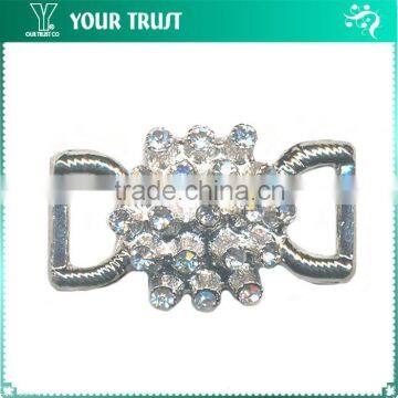 3MM Clear Cystal Snowflake Rhinestone Connector Rhodium Metal Belt Buckle