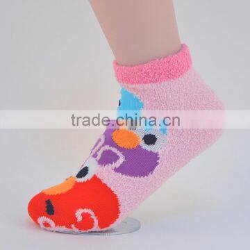 custom child jaquard feather yarn fuzzy animal cute socks