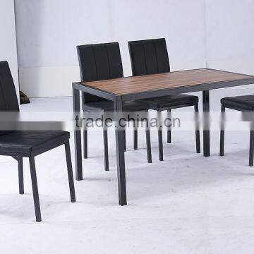 Walnut color black frame dining table,modern dining table,1+4 dining set