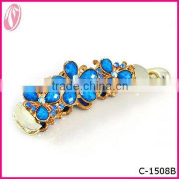 New Arrival French Fashion blue flower Stone Hair Clip For Elegant Ladies factory in china