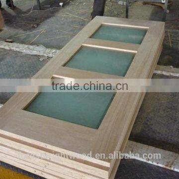 Unfinished Interior Modern Design Oak Veneered Wood Glass Door Design photo-6