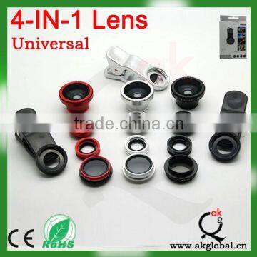 New Product Mobile Phone Camera Lens 4 in 1 Universal Fish Eye Lens+Macro+Wide Angle+Telephoto Lens photo-3