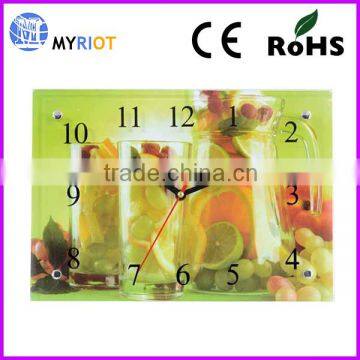 14.5 inch decor ananlog glass fruit clock