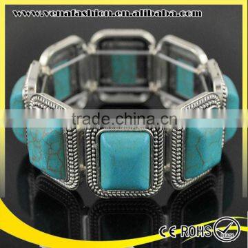 Blue Natural Stone Bracelet, Natural Stone Stretch Bracelets