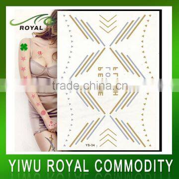 Stock Long Lasting Jewelry Temporary Metallic Flash Tattoos