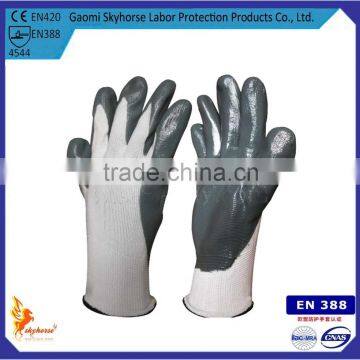 EN388 Premium Grade jersey lined nitrile finger coated gloves protection gloves