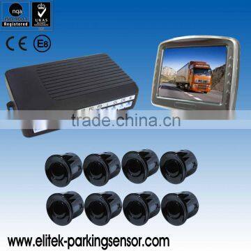 Garage parking sensor system with LED display and human voice speaker