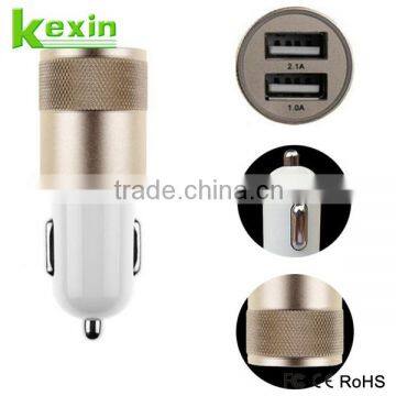 Most Popular Bullet Micro Car Charger Dual USB 5V 2.1A 2016 Best Gift Promtional Car Charger Adaptor for Mobiles                        
                                                Quality Choice