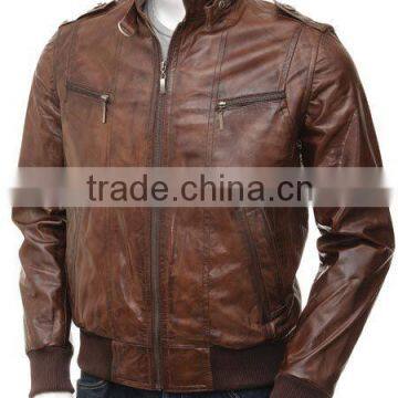 Top Quality Brown Men Leather Jacket