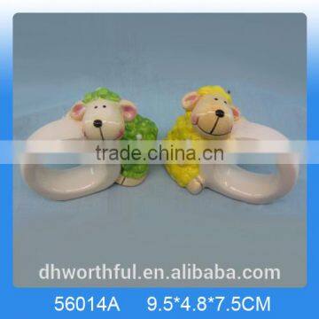 Hot sale ceramic paper napkin ring in lamb shape