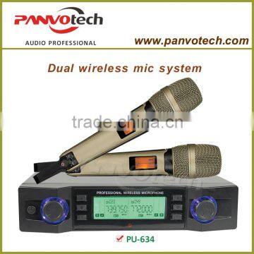 Panvotech wireless microphone system with dual handheld microphones