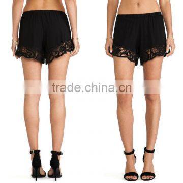 ladies black crochet shorts