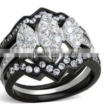 China factory direct wholesale jewelry fashion black stainless steel wedding ring set