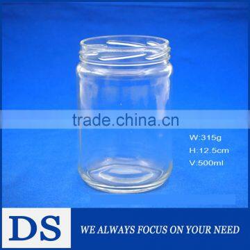 315ml wholesale high quality small clear glass jar for fruit jam