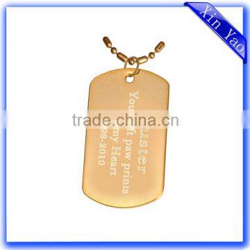 Factory supply laser engraving custom logo gold dog tag