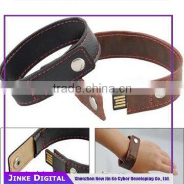 Premiums OEM Promotional USB 2.0 Leather Wristband USB Memory Bracelet USB Flash Drive for Promotion Gift