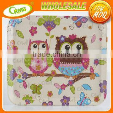 Cute Cartoon Owl For Kids Food Dish Plate Bread Fruit Holder Salad Snack Tray Melamine