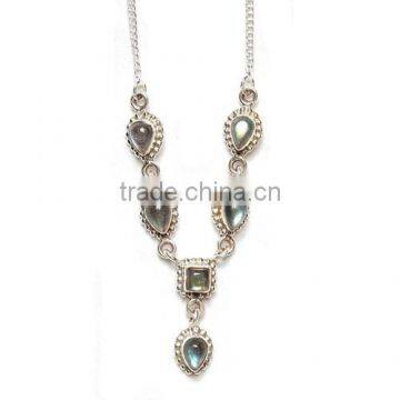 semi precious stone jewelry 925 sterling silver necklace