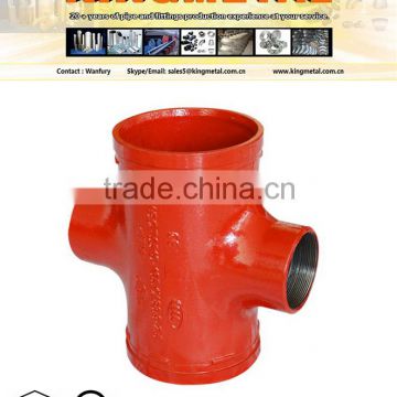 Ductile Iron Pipe coupling /FM UL Approved Ductile Iron Fitting Threaded Cross .