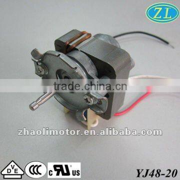 YJ48-20Shaded pole motor Ac electric motor:120/220v,50/60hz,2000-2600rpm,<43dB,3000hours min life UL VDE ROHS CE CCC CUL