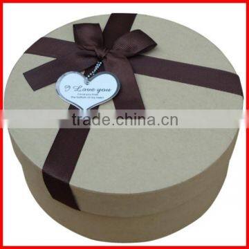 High Grade Bow Tie Round Packaging Gift Box with ribbon
