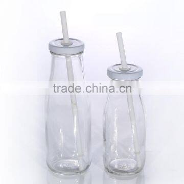 Fashion Design Starbucks Glass Milk Bottle With Lid With Straw