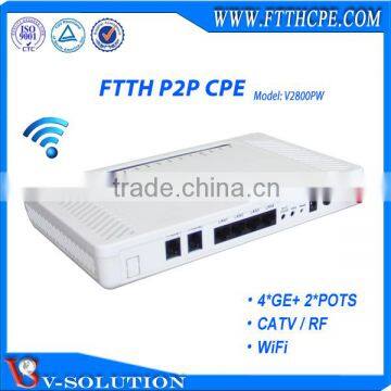 1BiDi-SFF+4GE+2FXS+WiFi+CATV Triple Play P2P CPE with VoIP / POTS / RF