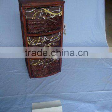 wooden cabinet with maize baskets