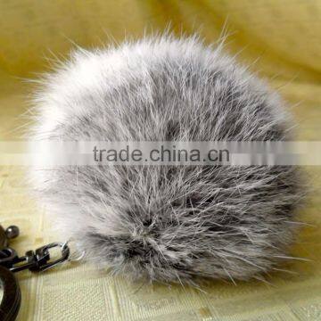 Fashion Good Quality Multi color Rabbit Fur Ball Keychain with Fur Pompon