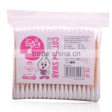 Hot sale 0.078 USD/bag 100pcs wooden stick cotton buds