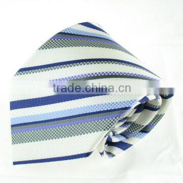 high quality grey white china silk jacquard ties with striped pattern