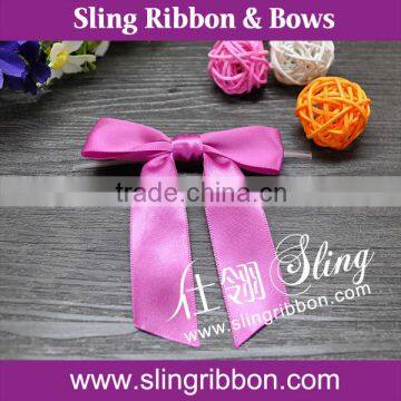 Wholesale Pink Shoelace Satin Bow with Clear Twist Tie