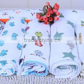 100% Cotton Elephant Print Baby Muslin Blanket photo-2