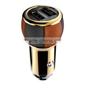 high sales colorful safety 5V 2.4A genuine leather car charger