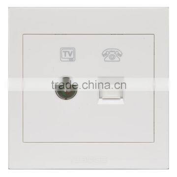 one gang television socket and one gang telephone socket pressure- line type