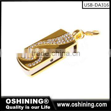 Hot selling crystal diamond usb swivel flash drive for promotional gift (USB-DA316)