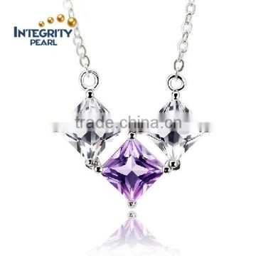 Charm Vintage lady Crystal Snowflake Zircon heart Silver Necklaces & Pendants Jewelry for Women