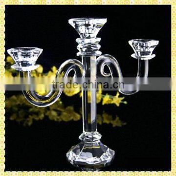 Handmade Exquisite Tall Crystal 3 Arm Candelabra For Wedding Centerpiece Table Decoration