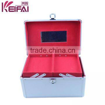 Fashion Aluminum Frame Silver Nail Polish Carrying ABS Jewelry Case With Mirror photo-2