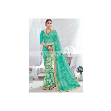 Circean Sea Green Viscose Georgette Saree/best designer sarees online shopping