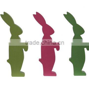 Easter wooden rabbit figure decoraion on topdesk