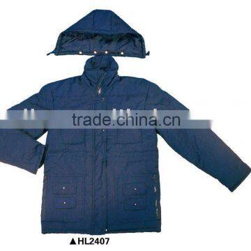 heavy blue winter parka