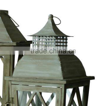 Wooden/Iron Lanterns With Wax Candle Set 2 Packing photo-4